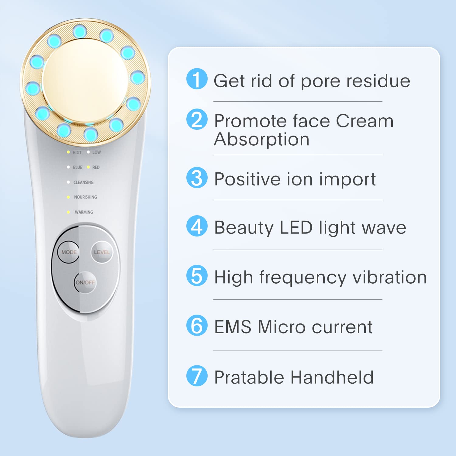 Galvanic Facial Machine Face Massager 7 in 1 Skin Care Tools High Frequency Facial Machine - Image 2